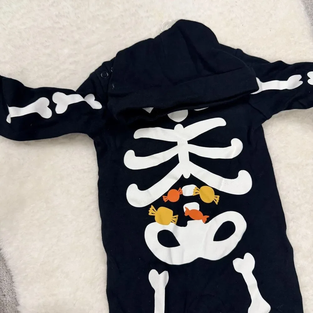 Just One You by Carter's Skeleton Snap Hooded Romper 3M - Picture 3 of 4